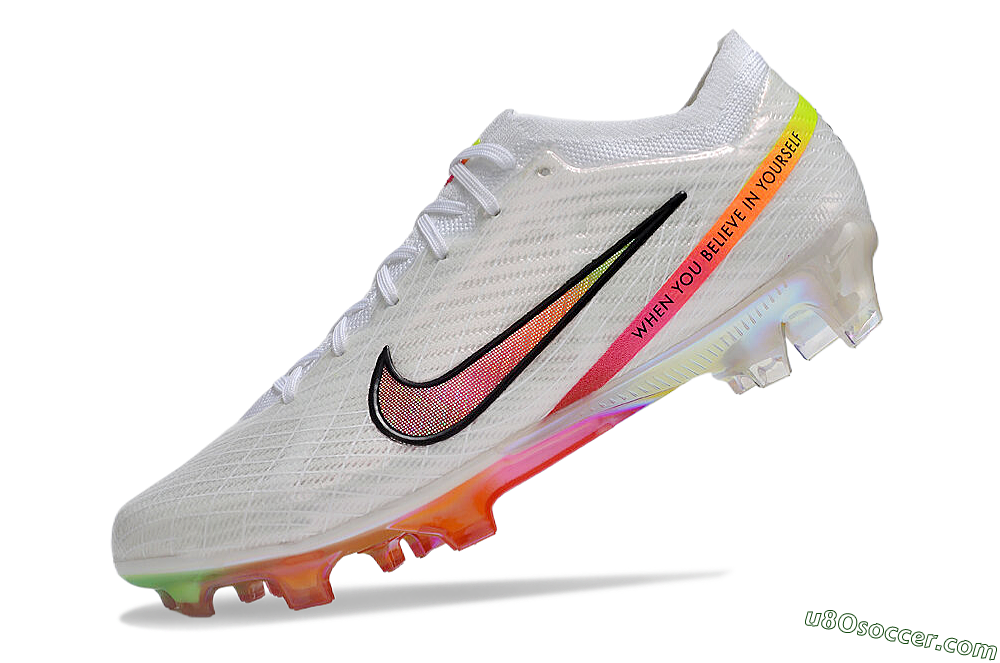 Nike Air Zoom Mercurial Vapor 15 Elite FG Firm Ground Soccer Cleats - White/Pink/Black/Yellow/Gold 5