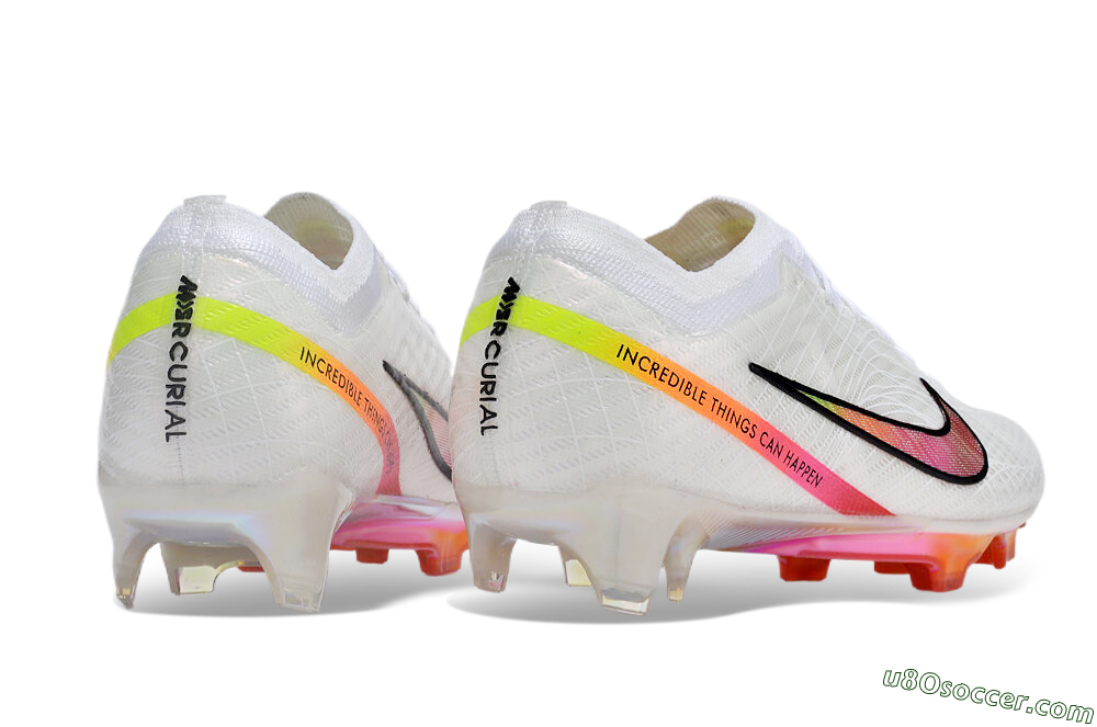 Nike Air Zoom Mercurial Vapor 15 Elite FG Firm Ground Soccer Cleats - White/Pink/Black/Yellow/Gold 6