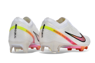Nike Air Zoom Mercurial Vapor 15 Elite FG Firm Ground Soccer Cleats - White/Pink/Black/Yellow/Gold