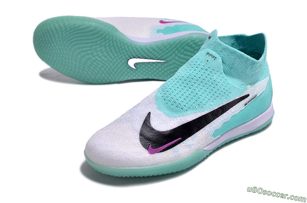 Nike Phantom GX Elite DF Link IC Indoor & Futsal Soccer Shoes - White/Jade/Black/Purple 3