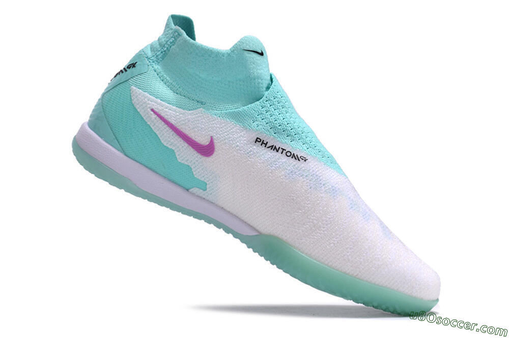 Nike Phantom GX Elite DF Link IC Indoor & Futsal Soccer Shoes - White/Jade/Black/Purple 4