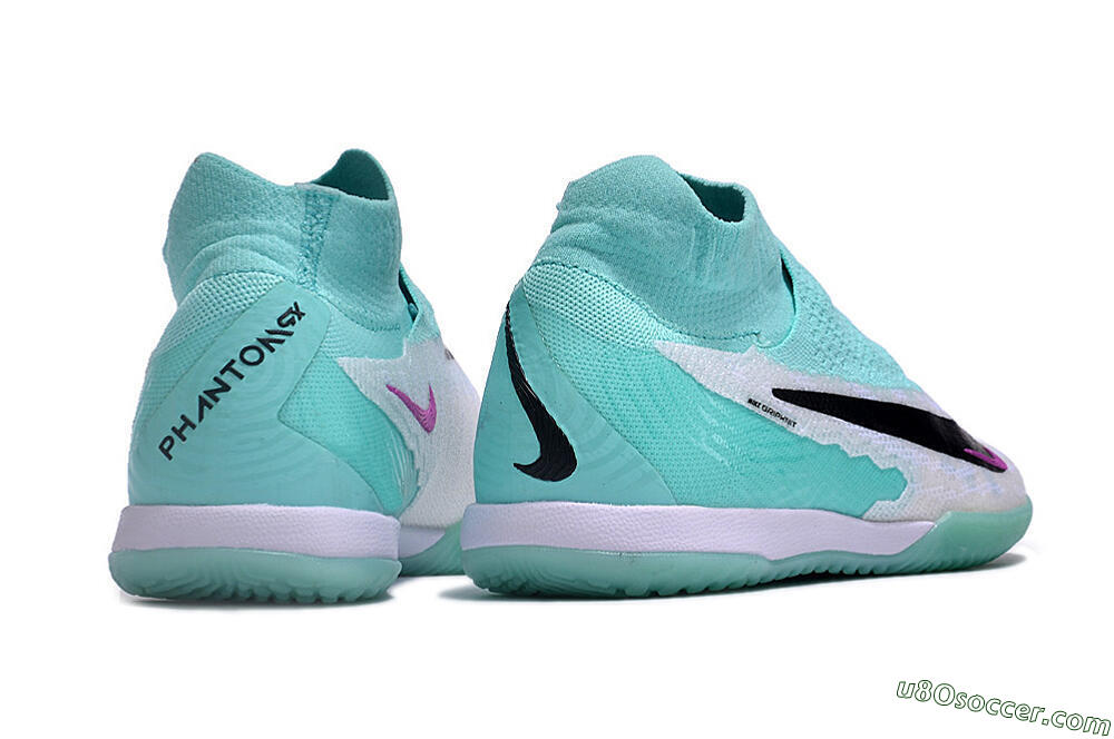 Nike Phantom GX Elite DF Link IC Indoor & Futsal Soccer Shoes - White/Jade/Black/Purple 6