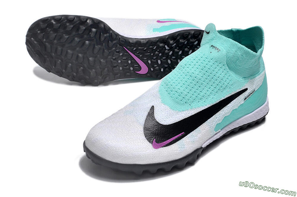 Nike Phantom GX Elite DF Link TF Artificial Turf Soccer Shoes - White/Jade/Black/Purple 3