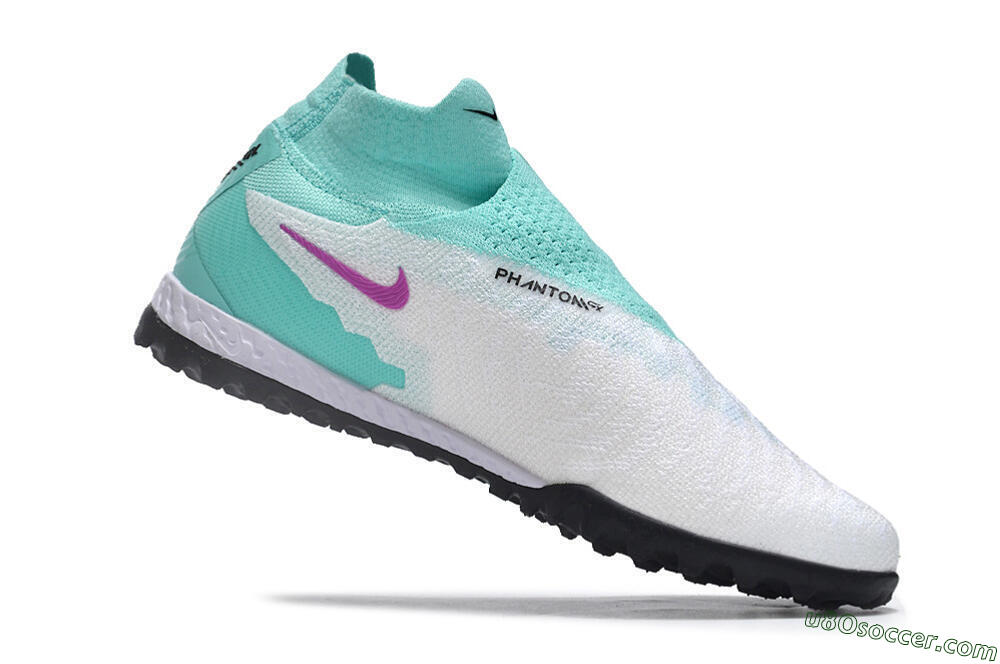 Nike Phantom GX Elite DF Link TF Artificial Turf Soccer Shoes - White/Jade/Black/Purple 4