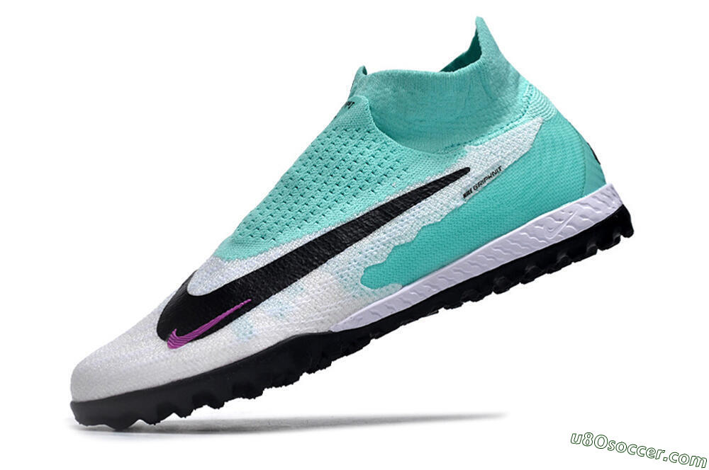 Nike Phantom GX Elite DF Link TF Artificial Turf Soccer Shoes - White/Jade/Black/Purple 5