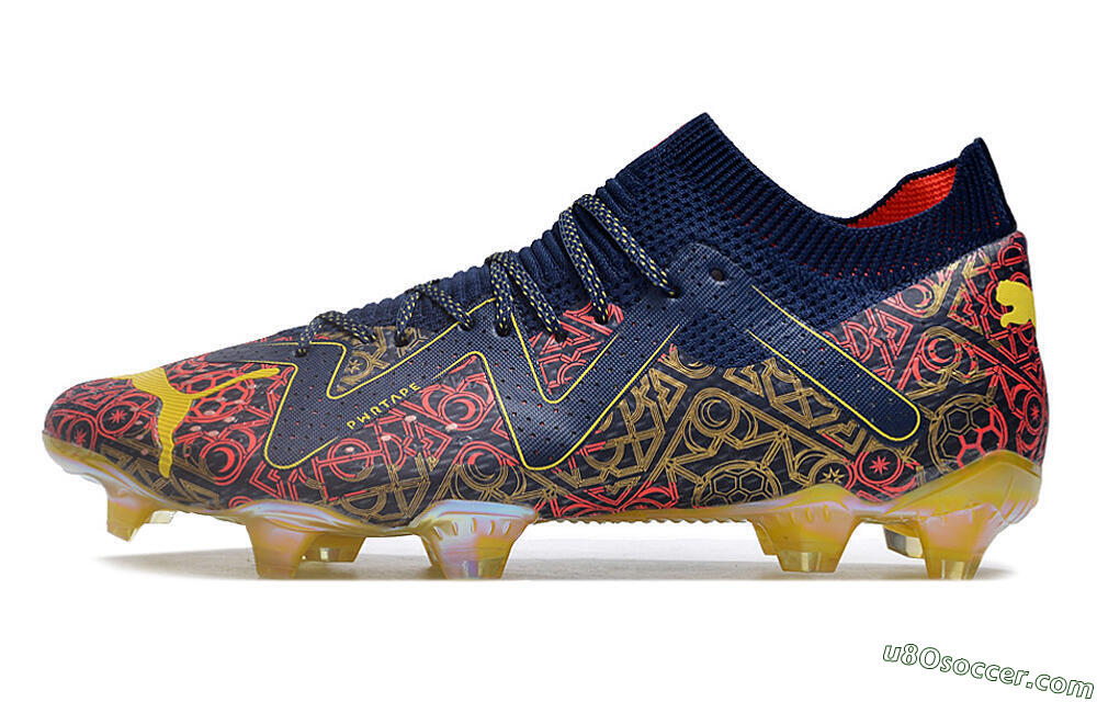 Puma Future Ultimate FG Firm Ground Soccer Cleats - Blue/Red/Gold 2