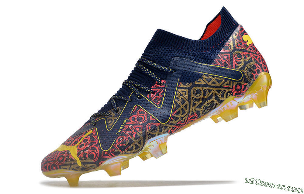 Puma Future Ultimate FG Firm Ground Soccer Cleats - Blue/Red/Gold 5