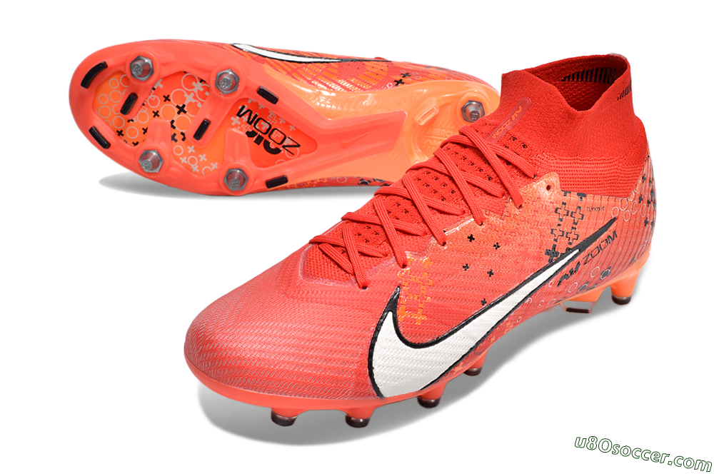 Nike Air Zoom Mercurial Superfly 9 Elite AG Artificial Grass Soccer Cleats - Red/White/Black 3