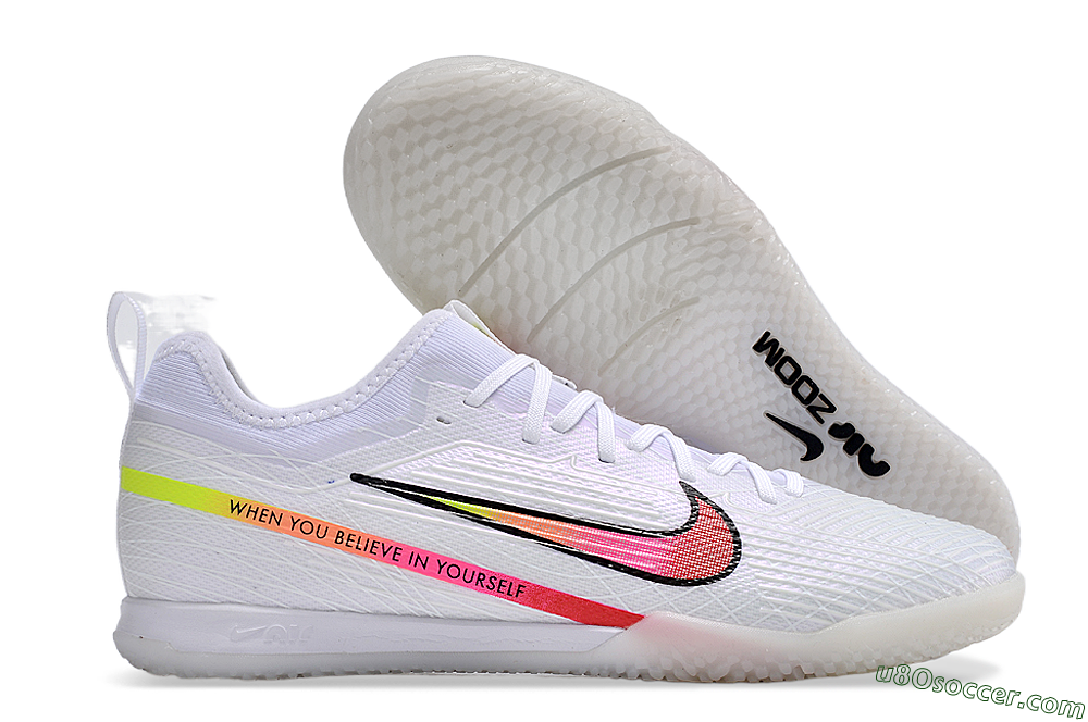 Nike Air Zoom Mercurial Vapor 15 Pro IC Indoor & Futsal Soccer Shoes - White/Pink/Black/Yellow 1