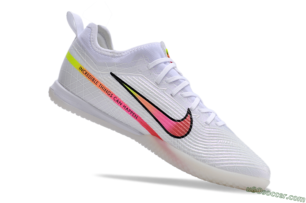 Nike Air Zoom Mercurial Vapor 15 Pro IC Indoor & Futsal Soccer Shoes - White/Pink/Black/Yellow 4
