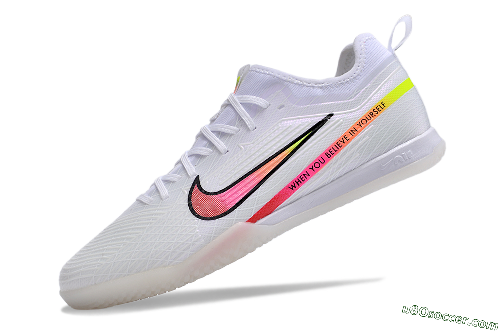 Nike Air Zoom Mercurial Vapor 15 Pro IC Indoor & Futsal Soccer Shoes - White/Pink/Black/Yellow 5
