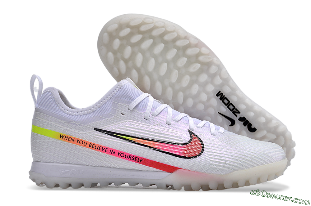 Nike Air Zoom Mercurial Vapor 15 Pro TF Artificial Turf Soccer Shoes - White/Pink/Black/Yellow 1