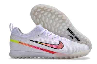 Nike Air Zoom Mercurial Vapor 15 Pro TF Artificial Turf Soccer Shoes - White/Pink/Black/Yellow