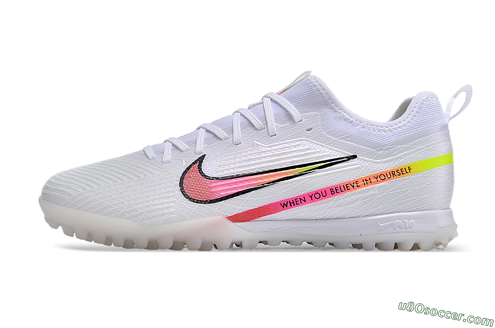 Nike Air Zoom Mercurial Vapor 15 Pro TF Artificial Turf Soccer Shoes - White/Pink/Black/Yellow 2