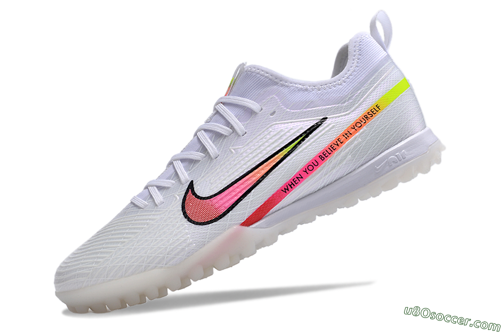 Nike Air Zoom Mercurial Vapor 15 Pro TF Artificial Turf Soccer Shoes - White/Pink/Black/Yellow 5