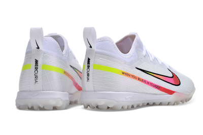 Nike Air Zoom Mercurial Vapor 15 Pro TF Artificial Turf Soccer Shoes - White/Pink/Black/Yellow