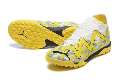 Puma Future Ultimate TF Artificial Turf Soccer Shoes - White/Yellow/Black/Grey