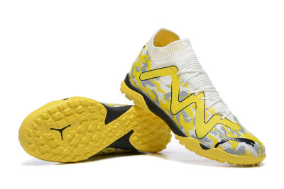 Puma Future Ultimate TF Artificial Turf Soccer Shoes - White/Yellow/Black/Grey
