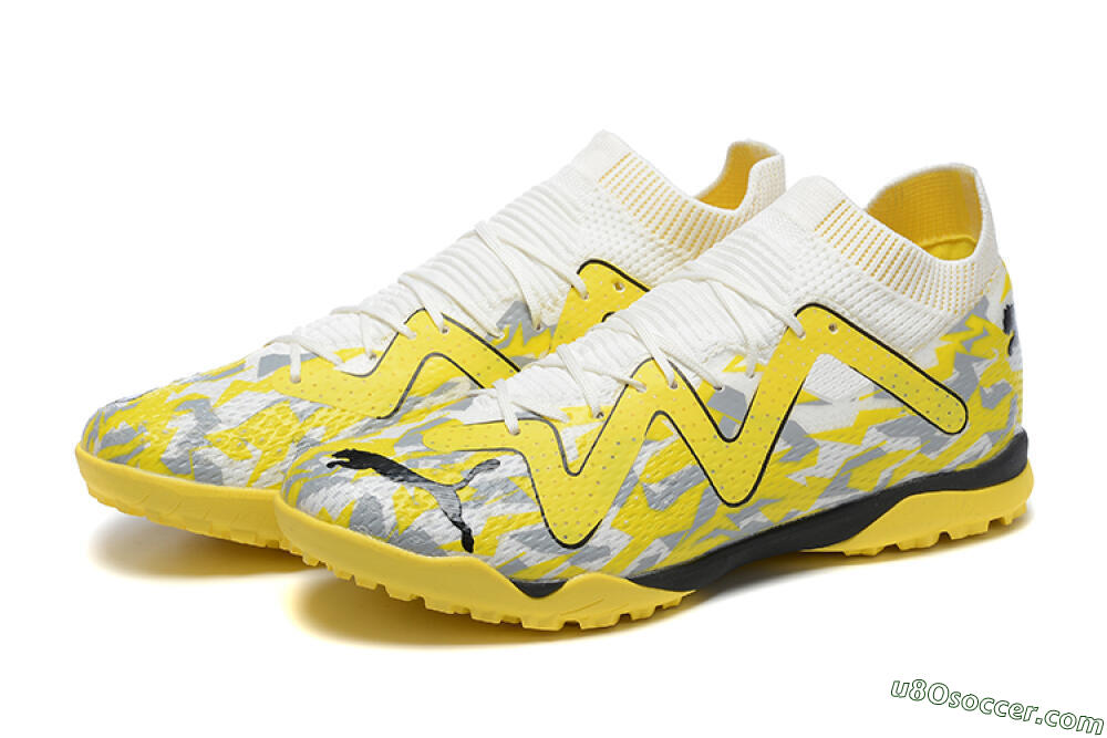 Puma Future Ultimate TF Artificial Turf Soccer Shoes - White/Yellow/Black/Grey 5