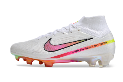 Nike Air Zoom Mercurial Superfly 9 Elite FG Firm Ground Soccer Cleats - White/Pink/Black/Yellow/Gold
