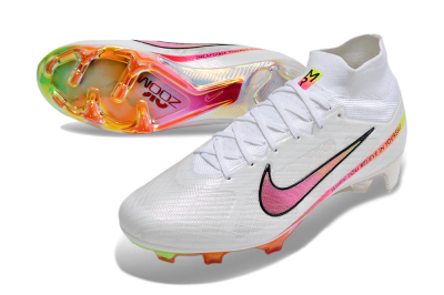 Nike Air Zoom Mercurial Superfly 9 Elite FG Firm Ground Soccer Cleats - White/Pink/Black/Yellow/Gold