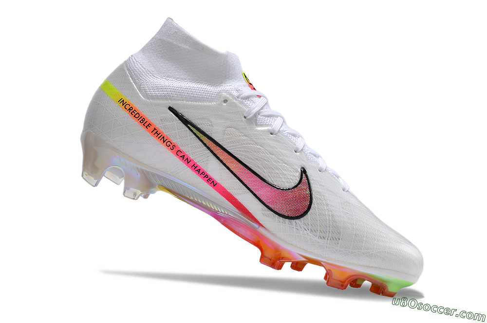 Nike Air Zoom Mercurial Superfly 9 Elite FG Firm Ground Soccer Cleats - White/Pink/Black/Yellow/Gold 4