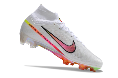 Nike Air Zoom Mercurial Superfly 9 Elite FG Firm Ground Soccer Cleats - White/Pink/Black/Yellow/Gold