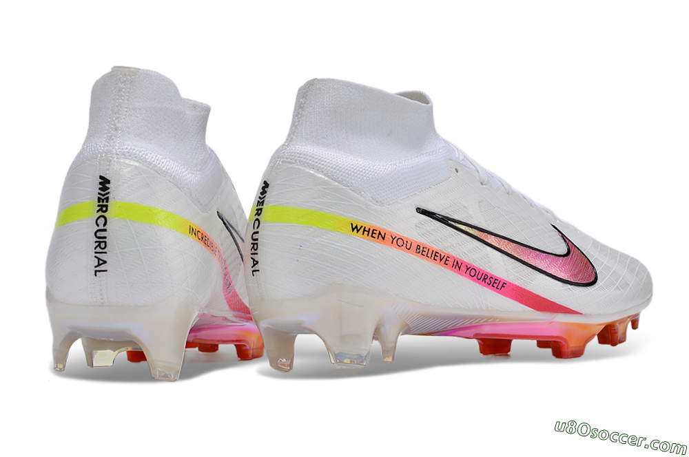 Nike Air Zoom Mercurial Superfly 9 Elite FG Firm Ground Soccer Cleats - White/Pink/Black/Yellow/Gold 6