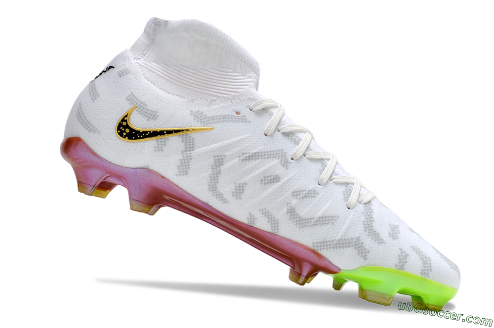 Nike Phantom Luna Elite NU FG Firm Ground Soccer Cleats - White/Gold/Black 4