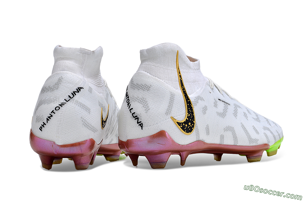 Nike Phantom Luna Elite NU FG Firm Ground Soccer Cleats - White/Gold/Black 6
