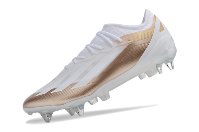 Adidas X Crazyfast.1 SG Soft Ground Soccer Cleats - White/Gold/Silver