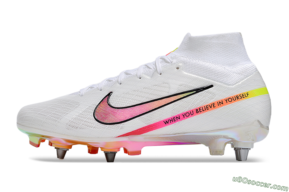 Nike Air Zoom Mercurial Superfly 9 Elite SG Soft Ground Soccer Cleats - White/Pink/Black/Yellow/Gold 2
