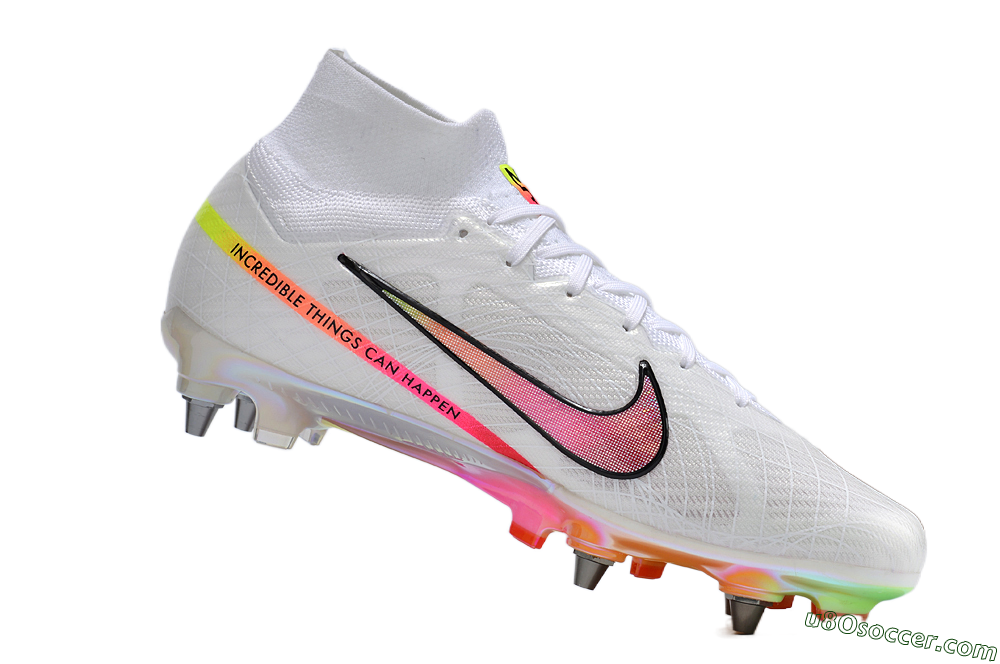 Nike Air Zoom Mercurial Superfly 9 Elite SG Soft Ground Soccer Cleats - White/Pink/Black/Yellow/Gold 4