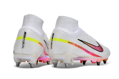Nike Air Zoom Mercurial Superfly 9 Elite SG Soft Ground Soccer Cleats - White/Pink/Black/Yellow/Gold