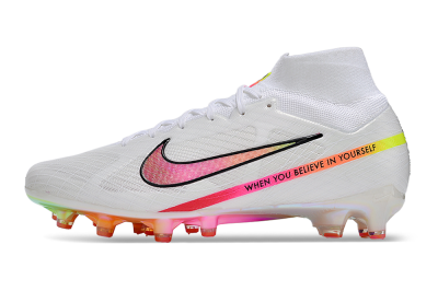 Nike Air Zoom Mercurial Superfly 9 Elite AG Artificial Grass Soccer Cleats - White/Pink/Black/Yellow/Gold