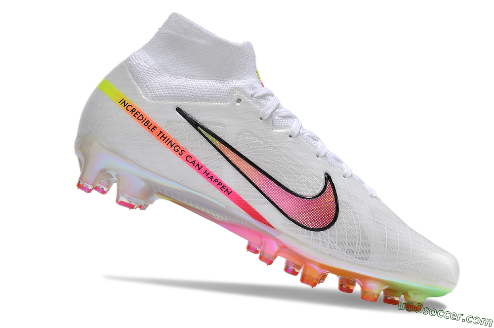 Nike Air Zoom Mercurial Superfly 9 Elite AG Artificial Grass Soccer Cleats - White/Pink/Black/Yellow/Gold 4