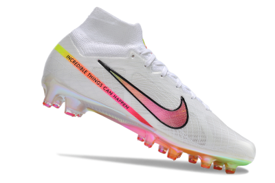 Nike Air Zoom Mercurial Superfly 9 Elite AG Artificial Grass Soccer Cleats - White/Pink/Black/Yellow/Gold
