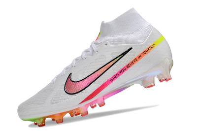 Nike Air Zoom Mercurial Superfly 9 Elite AG Artificial Grass Soccer Cleats - White/Pink/Black/Yellow/Gold