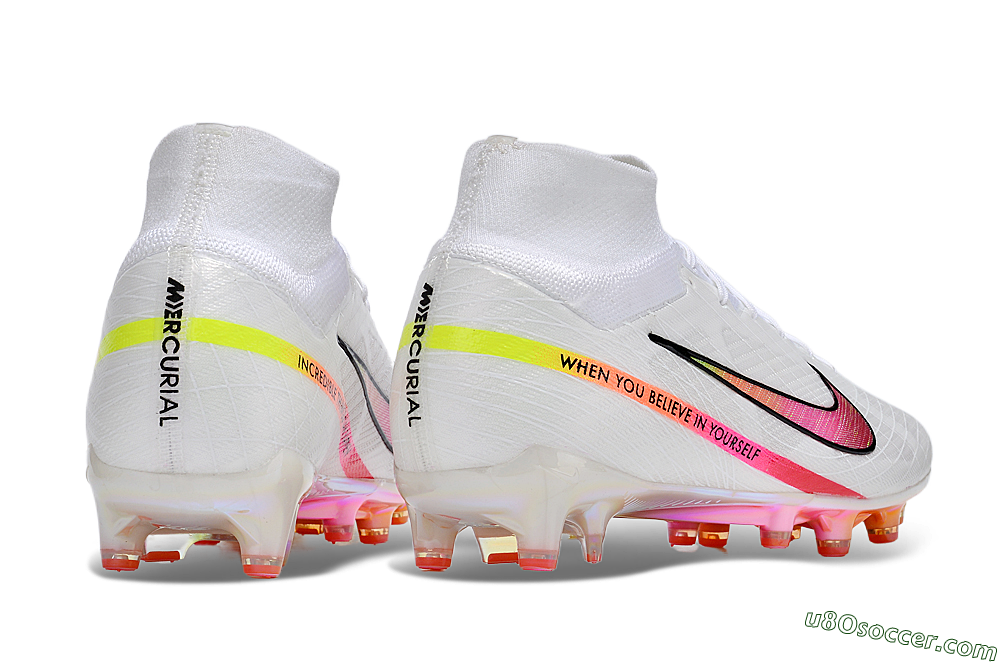 Nike Air Zoom Mercurial Superfly 9 Elite AG Artificial Grass Soccer Cleats - White/Pink/Black/Yellow/Gold 6