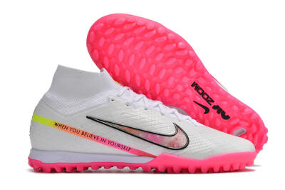 Nike Air Zoom Mercurial Superfly 9 Elite TF Artificial Turf Soccer Shoes - White/Pink/Black/Yellow