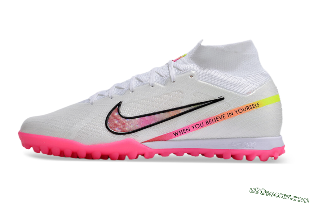 Nike Air Zoom Mercurial Superfly 9 Elite TF Artificial Turf Soccer Shoes - White/Pink/Black/Yellow 2