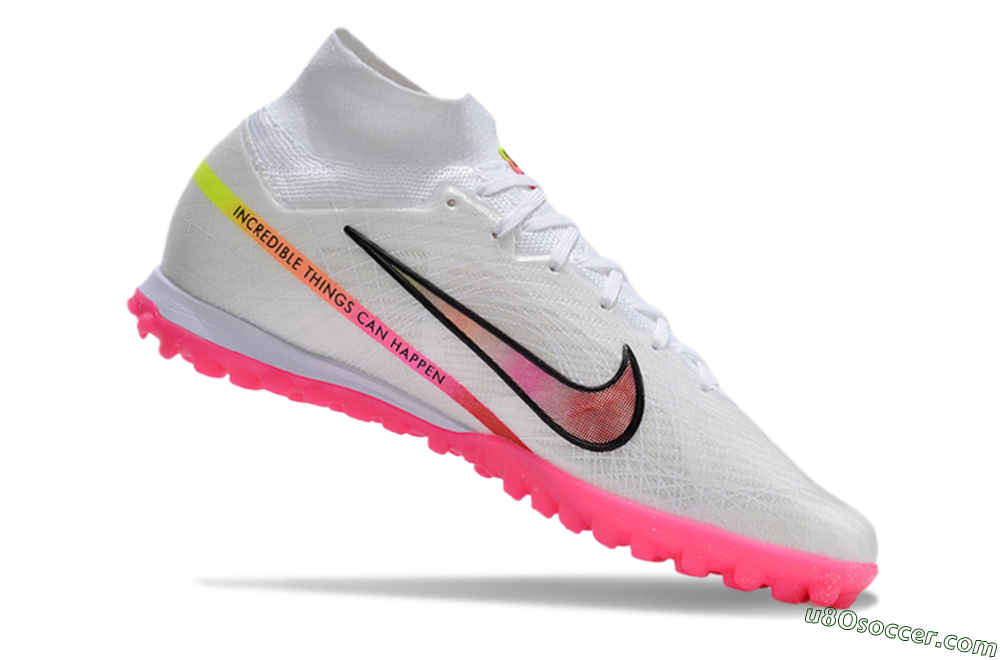 Nike Air Zoom Mercurial Superfly 9 Elite TF Artificial Turf Soccer Shoes - White/Pink/Black/Yellow 4
