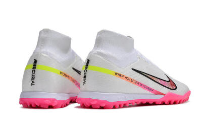 Nike Air Zoom Mercurial Superfly 9 Elite TF Artificial Turf Soccer Shoes - White/Pink/Black/Yellow