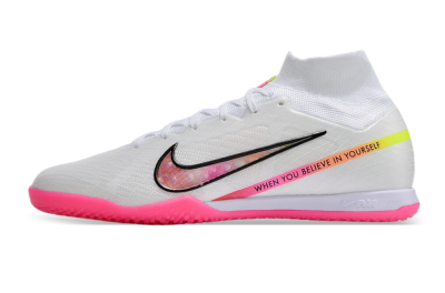 Nike Air Zoom Mercurial Superfly 9 Elite IC Indoor & Futsal Soccer Shoes - White/Pink/Black/Yellow