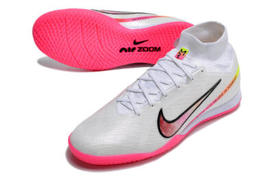 Nike Air Zoom Mercurial Superfly 9 Elite IC Indoor & Futsal Soccer Shoes - White/Pink/Black/Yellow