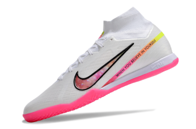 Nike Air Zoom Mercurial Superfly 9 Elite IC Indoor & Futsal Soccer Shoes - White/Pink/Black/Yellow
