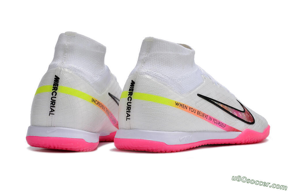 Nike Air Zoom Mercurial Superfly 9 Elite IC Indoor & Futsal Soccer Shoes - White/Pink/Black/Yellow 6