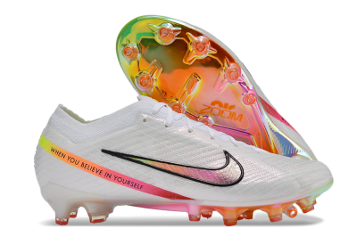 Nike Air Zoom Mercurial Vapor 15 Elite AG Artificial Grass Soccer Cleats - White/Pink/Black/Yellow/Gold