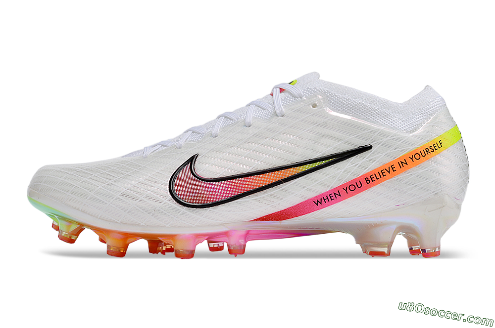 Nike Air Zoom Mercurial Vapor 15 Elite AG Artificial Grass Soccer Cleats - White/Pink/Black/Yellow/Gold 2