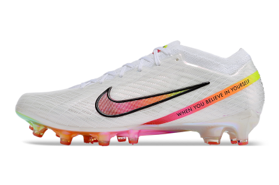 Nike Air Zoom Mercurial Vapor 15 Elite AG Artificial Grass Soccer Cleats - White/Pink/Black/Yellow/Gold